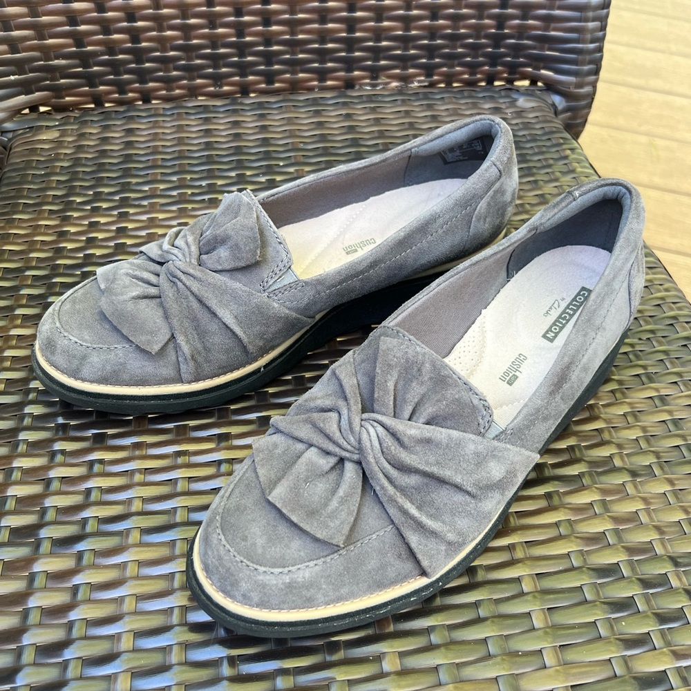 Clarks Sharon Dasher loafers grey suede 8.5